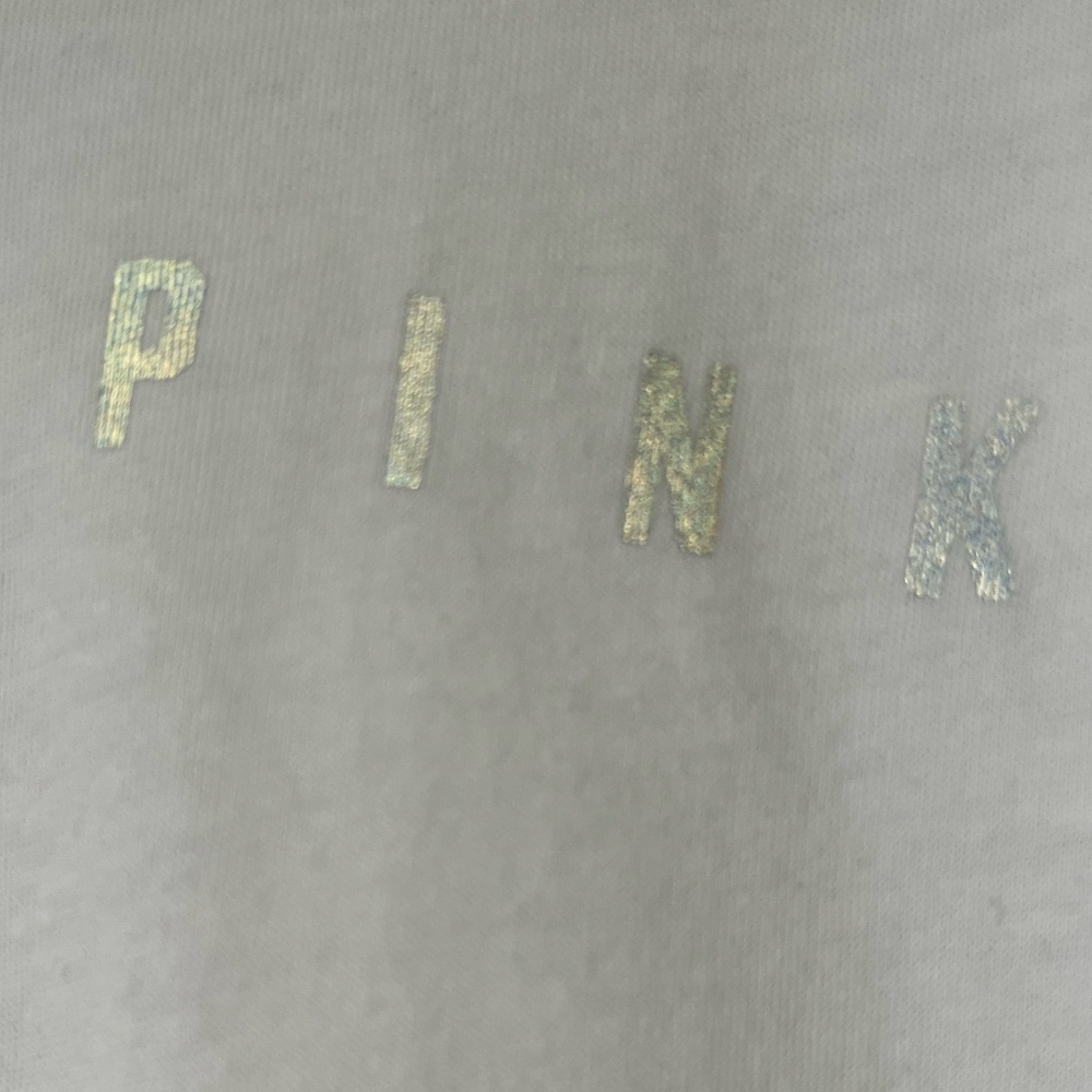 Victoria’s Secret  PINK Vintage Bling Tee Size Lg Irredescent Letters NWOT - Picture 2 of 14